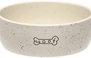 Pearhead Woof Pet Bowl, Dog Water and Food Dish, Pet Owner Dog Accessory, Ceramic, White, Microwave and Dishwasher Safe, Holds 3 Cups, 24 oz