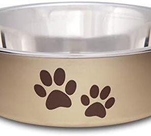 Loving Pets - Bella Bowls - Dog Food Water Bowl No Tip Stainless Steel Pet Bowl No Skid Spill Proof (Small, Champagne)