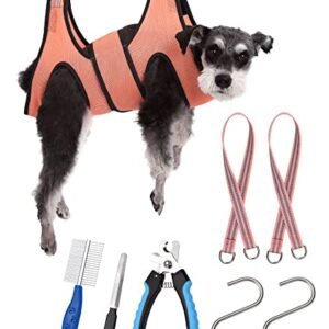 Cat&Dog Grooming Hammock Harness, Pet Grooming Harness for Small Animals, Dog Nail Trimming Hammock with Nail Clippers/File Dog Grooming Sling with Wide Strap Sewed on Pet Restraint Bag