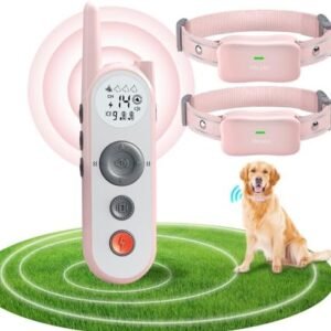 Wireless Dog Fence System Training Collar 2-in-1 (3500ft Fence) for Large/Medium/Small Dogs with 3 Training Modes,Rechargeable IPX7 Waterproof with Light and Keypad Lock (Pink,2 Collars)