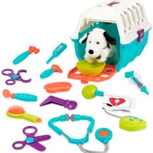 Battat – Pretend Play Vet Toys – Dog Care Playset – Plush Pup & Carrier – Toddler Veterinarian Set – Dalmatian Vet Kit - 2 Years+ (15 Pcs)