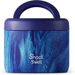 S'well S'nack Stainless Steel Food Container - 24 Oz - Azure Forest - Double-Layered Insulated Bowls Keep Food Cold for 8 Hours and Hot for 6 - BPA-Free