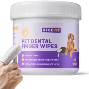 Teeth Cleaning Wipes for Dogs & Cats, Remove Bad Breath by Removing Plaque and Tartar Buildup No-Rinse Dog Finger Toothbrush, Disposable Gentle Cleaning & Gum Care Pet Wipes, 50 Counts