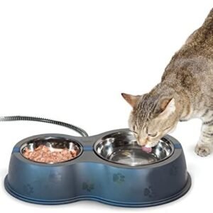 K&H Pet Products Heated Thermo-Kitty Café Outdoor Heated Cat Bowls, Feral Cat Feeding Station - No More Frozen Food or Water