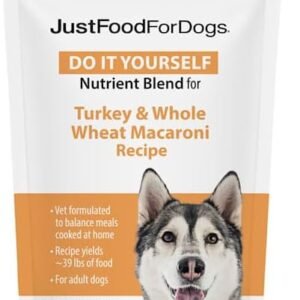 JustFoodForDogs DIY Nutrient Blend for Homemade Dog Food, Turkey & Whole Wheat Macaroni Recipe, 4.02oz