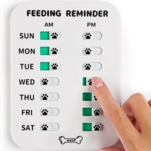 Dog Feeding Reminder, Magnetic Reminder Sticker, AM/PM Daily Indication Chart Feed Your Pets, Fridge Magnets and Double Sided Tape, Prevent Overfeeding or Obesity (White)