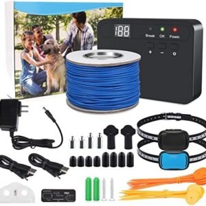 MASBRILL Electric Fence for Dogs, 2023 Upgraded Underground Above Ground Electric Dog Fence Pet Containment System with Waterproof Rechargeable Training Collar, Tone/Shock Correction