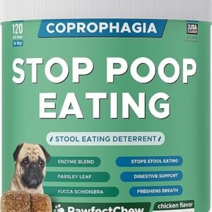 PAWFECTCHEW No Poo Chews for Dogs - Coprophagia Stool Eating Deterrent for Dogs - Poop Eating Deterrent & Prevention - Probiotics & Digestive Enzymes Chewable Remedy -Poo