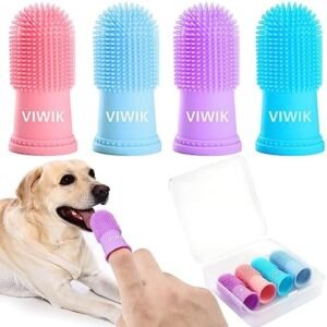4Pack Dog Toothbrush Dog Tooth Brushing Kit, Cat Finger Toothbrush for Dogs Small Breed, Medium Large Dogs, Puppy Toothbrush for Dog Teeth Cleaning & Dental Care, Pet Finger Toothbrush Kit