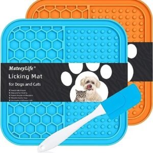 MateeyLife 2PCS Lick Mat for Dogs & Cat, Licking Mat with Suction Cups for Anxiety Relief, Cat Peanut Butter Lick Pad, Boredom Reducer, Dog Treat Mat