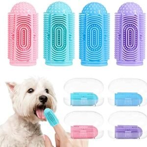 LDIIDII Dog Toothbrush Dog Tooth Brushing Kit 4Pack Dog Finger Toothbrush for Dog Teeth Cleaning&Dog Dental Care,Cat Toothbrush Dog Tooth Brush Puppy Toothbrush Pet Toothbrush