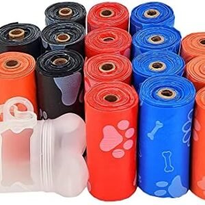 Best Pet Supplies Dog Poop Bags (240 Bags) for Waste Refuse Cleanup, Doggy Roll Replacements for Outdoor Puppy Walking and Travel, Leak Proof and Tear Resistant, Thick Plastic - Assorted Colors