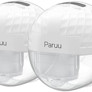 Paruu P10 Hands-Free Breast Pump Wearable, 338mmHg Strong Suction, Low Noise, 4 Modes & 9 Levels, Electric Breast Pump Portable, Smart Display, 19/21/24/28mm Insert/Flange, 2 Pack (White)