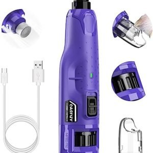 Casfuy Dog Nail Grinder Quiet - (45db) 6-Speed Pet Nail Grinder with 2 LED Lights for Large Medium Small Puppy Dogs/Cats, Professional 3 Ports Rechargeable Electric Dog Nail Trimmer with Dust Cap
