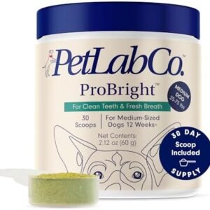 PetLab Co. ProBright Dental Powder - Dog Breath Freshener - Teeth Cleaning Made Easy – Targets Tartar & Bad Breath - Formulated for Medium Size Dogs