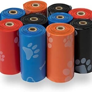 Best Pet Supplies Dog Poop Bags for Waste Refuse Cleanup, Doggy Roll Replacements for Outdoor Puppy Walking and Travel,Leak Proof and Tear Resistant,Thick Plastic, Assorted Colors,5 Count (Pack of 10)