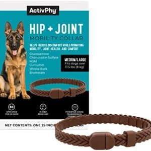 Hip + Joint Mobility Collar for Dogs with Glucosamine, Chondroitin, MSM, and More | Convenient & Easy | 30 Days of Continuous Support | Water Resistant (Med/Large)