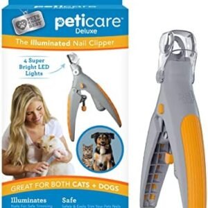 Allstar Innovations PetiCare LED Light Pet Nail Clipper- Great for Trimming Cats & Dogs Nails & Claws, 5X Magnification That Doubles as a Nail Trapper, Quick-Clip, Steel Blades