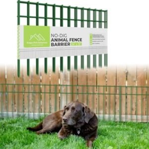 15 Pack Dog Fence Barrier (Total Length 30ft) | Thick, Green, Rustproof, Galvanized Metal No Dig Fence for Dogs, Rabbit, Pet (24" L x 15" H Garden Fence Animal Barrier)